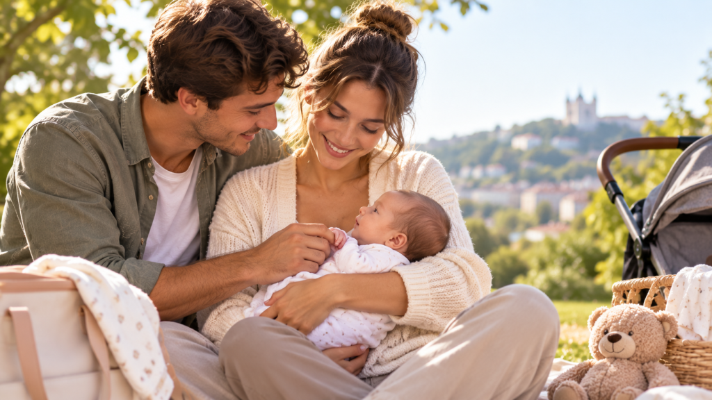 Jeunes parents partageant un moment avec leur bébé