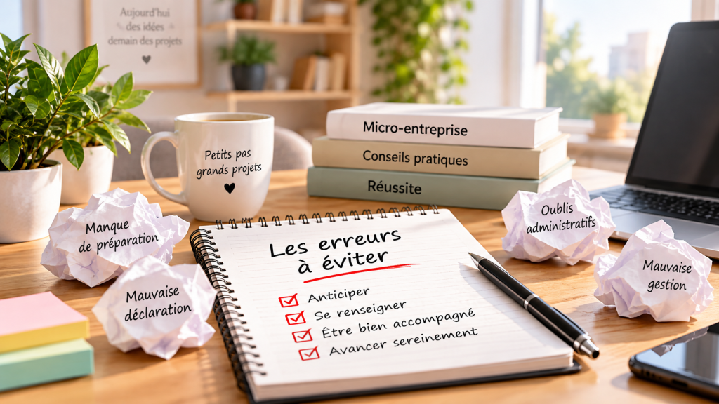 Bureau illustrant les erreurs à éviter lorsqu’on débute en micro-entreprise