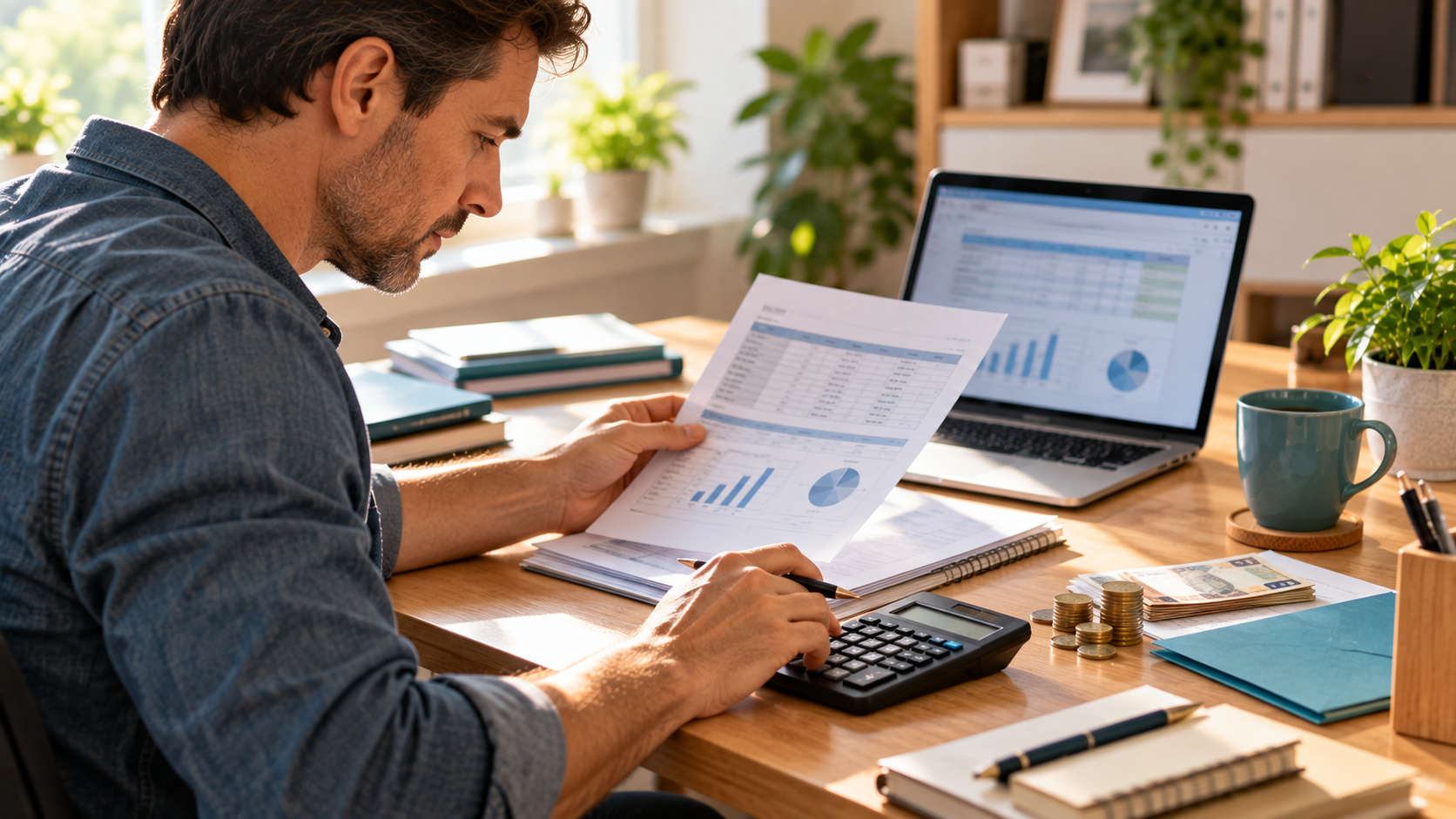 Micro-entrepreneur vérifiant ses documents, ses échéances et sa déclaration URSSAF avant validation